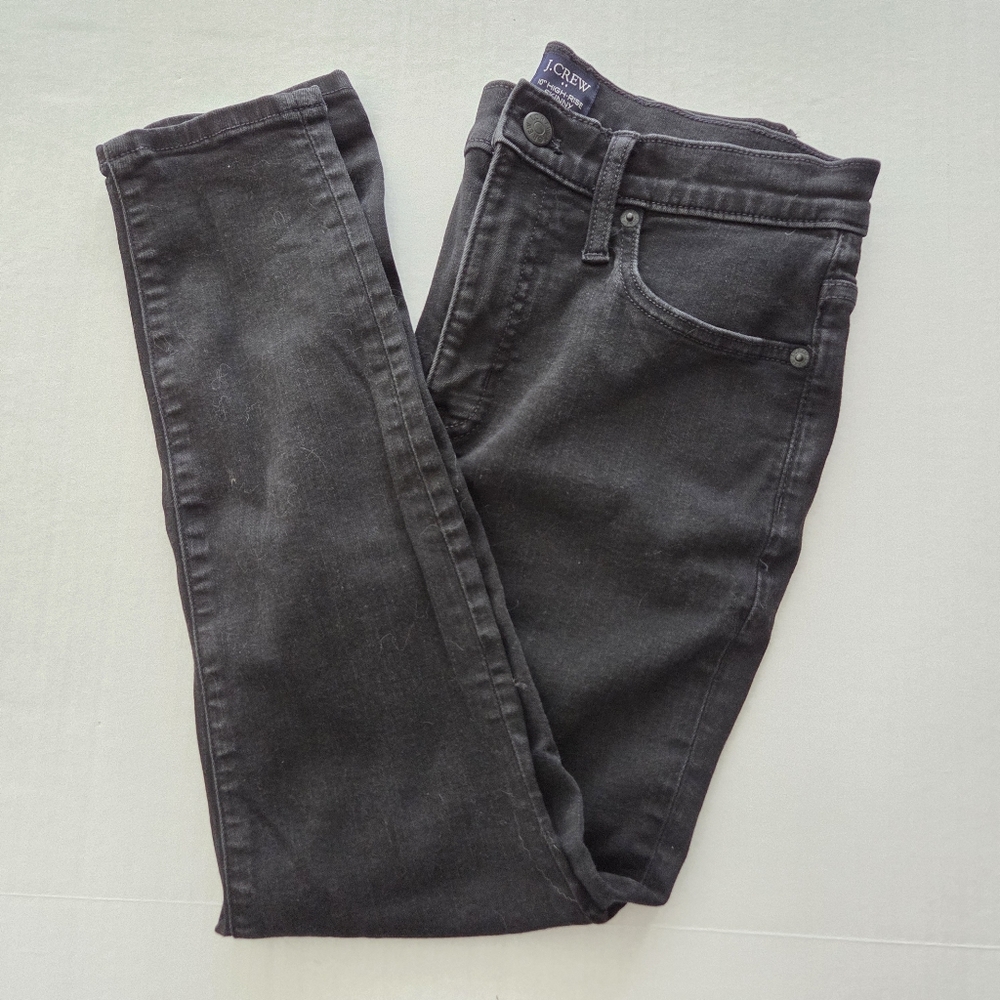 J. Crew 10" High-Rise Stretch Skinny Ankle Jeans Black Women's 28Px24 EUC AS167